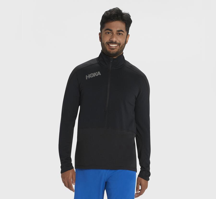 Hoka One One Top Heren - 1/2 Rits Midlayer - Zwart - LR4538679